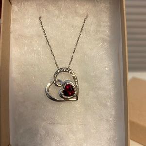 Lab-Created Ruby & White Lab-Created Sapphire Necklace Sterling Silver